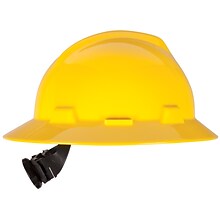 MINE SAFETY APPLIANCES CO. V-Gard Polyethylene 4-Point Full Brim Hard Hat, Yellow (475366)