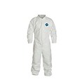 DuPont® Tyvek® Coverall, 2XL Size, Collar, Front Zipper, White, Serged Seams, 25/CT