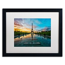 Trademark Fine Art RV0022-B1620MF Sunrise in Paris by Mathieu Rivrin 16 x 20 Framed Art, WHT MTD