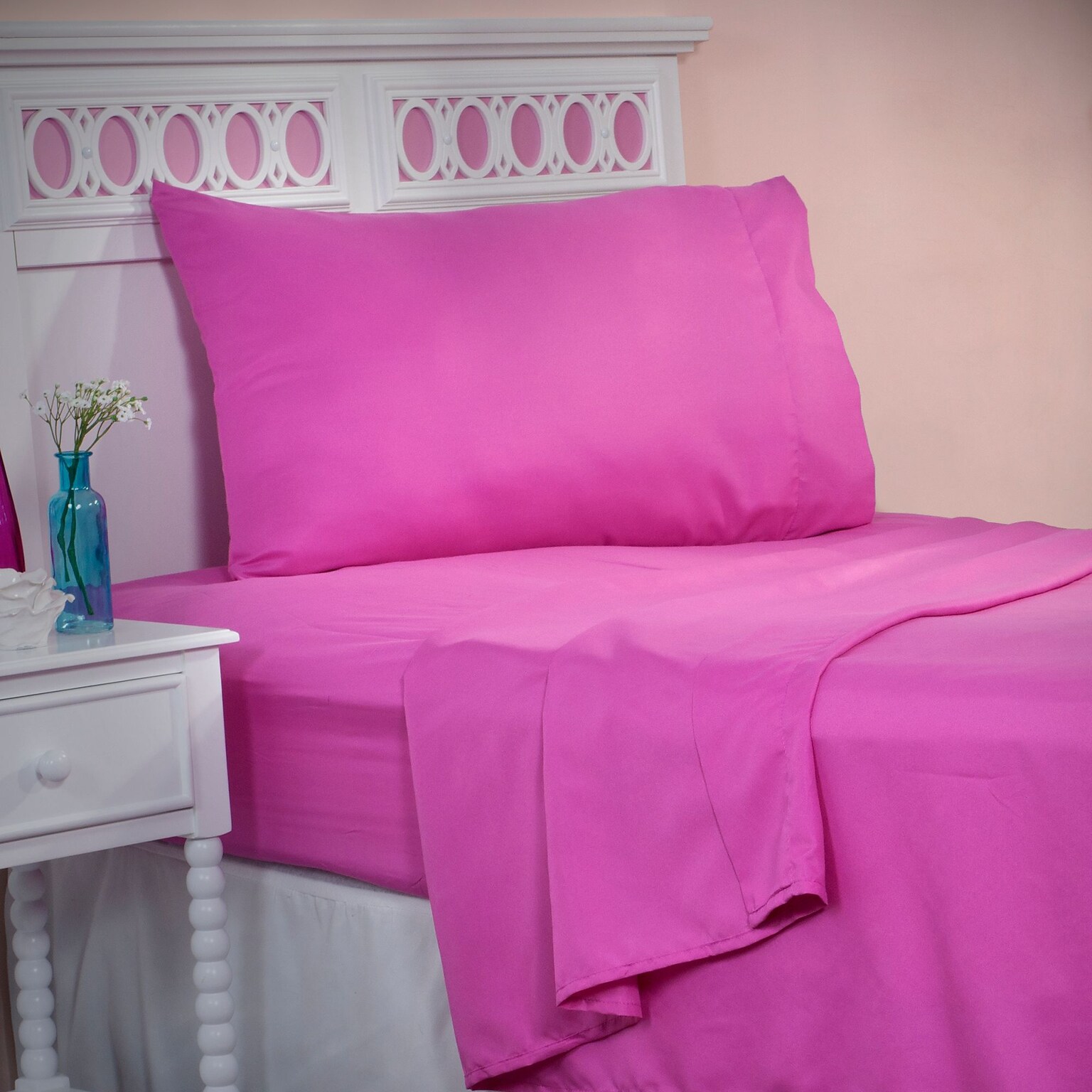 Lavish Home Series 1200 66-MF75S-T-PIN 3-Piece Pink Sheet Set, Twin, 3/Set