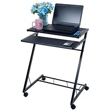 Trademark 80-CT10080 Steel Mobile Rolling Cart Compact Computer Desk, Black