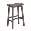 Boraam 29 Sonoma Solid Hardwood Saddle Stool, Gray Wire-Brush