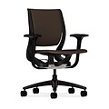 HON® Purpose® Mid-Back Office/Computer Chair, Upholstered, Adj Arms, Black Base, Centurion Espresso