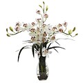 Nearly Natural 1322-WH Triple Cymbidium with Vase Arrangement 29 x 20 inch, White