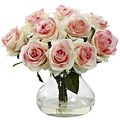 Nearly Natural 1367-LP Rose Arrangement with Vase, Light Pink