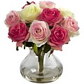 Nearly Natural 1367-AP Rose Arrangement with Vase, Assorted Pastels