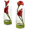 Nearly Natural 1390-RD-S2 Double Calla Lily with Cylinder, Red