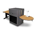 Marvel® 66 Rectangular Table With Media Center & Acrylic Door, Steel, Oak/Dark Neutral