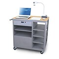 Marvel® 36 Presentation Cart With Four Side-Shelves, Steel, Kensington Maple/Silver/Silver