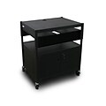 Marvel® 32 Adjustable Media Projector Cart With 2 Pull-Out Side-Shelves, Cabinet, Bin, Steel, Black