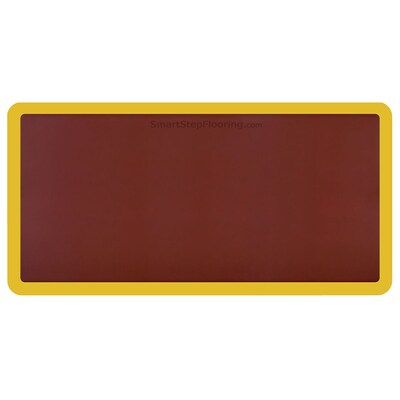 Smart Step® Supreme Polyurethane Anti-Fatigue Mat With Yellow Safety Border; 72 x 36, Burgundy