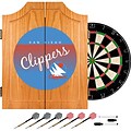 Trademark Global NBA NBA7000HC-SDC Wood Dart Cabinet Set; San Diego Clippers