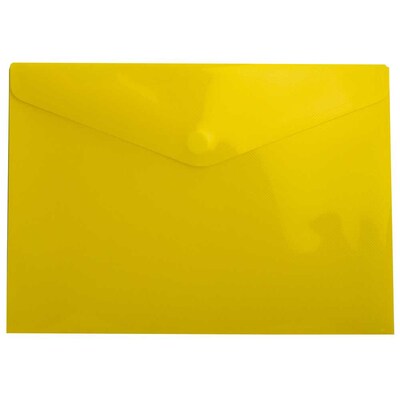 JAM Paper® Plastic Envelopes with Hook & Loop Closure, Letter Booklet, 9.75 x 13, Yellow, 12/pack