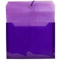 JAM Paper® Plastic Envelopes with Elastic Band Closure, 9.75 x 13 with 2.625 Inch Expansion, Purple,