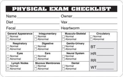 Veterinary Examination Medical Labels, Physical Exam Checklist, White, 2.5 x 4 inch, 100 Labels