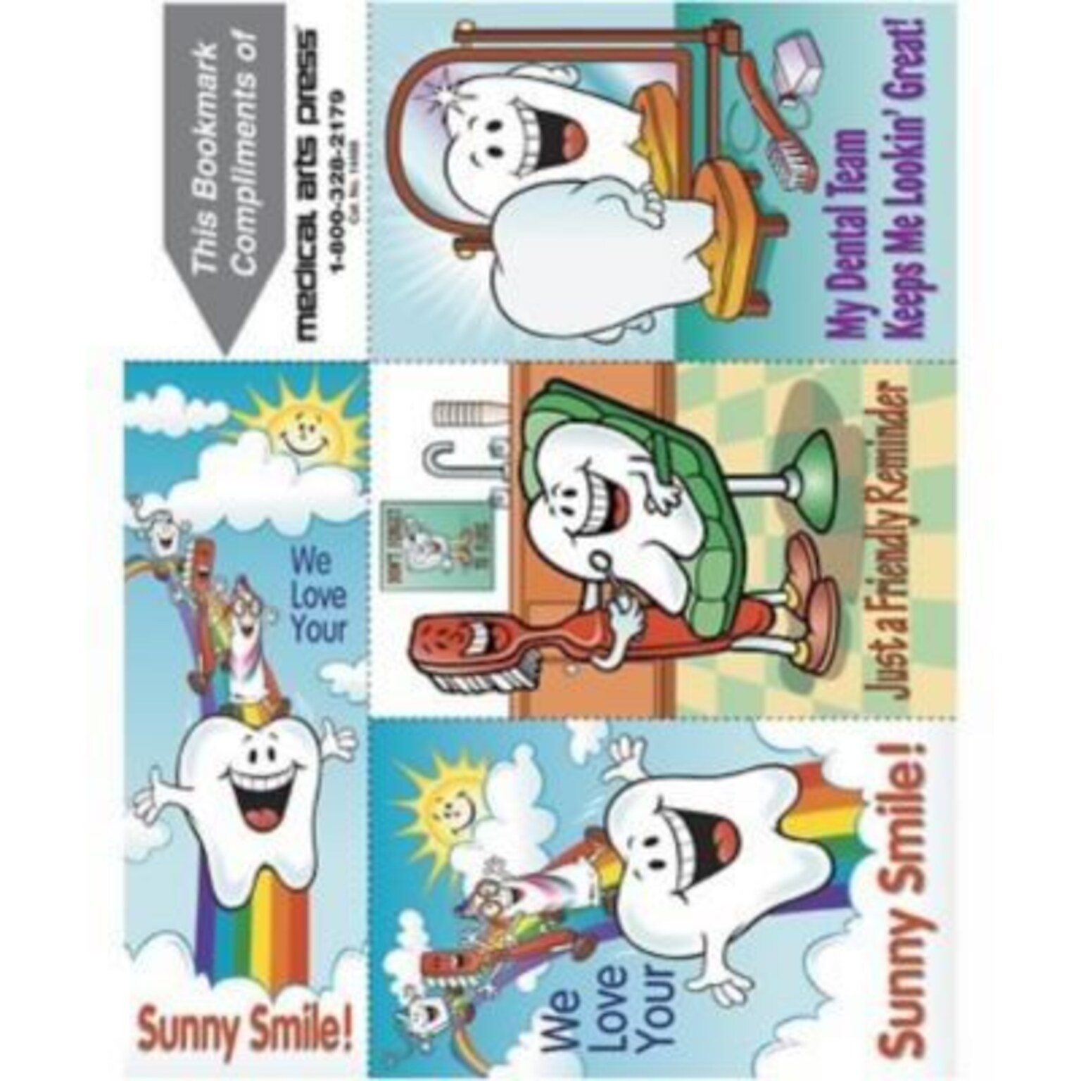 Smile Team™ 3-Up Laser Recall Postcards with Bookmark, Smile Team, 150 Postcards/Pack