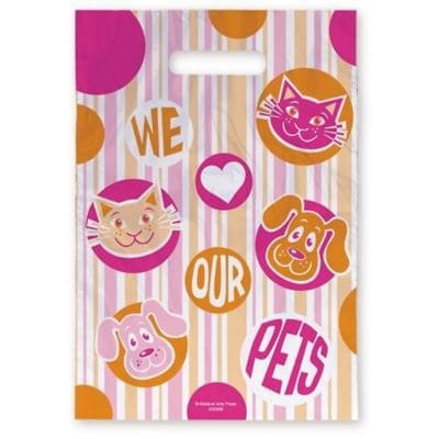 Medical Arts Press® Veterinary Scatter Print Bags, 9x13,  Pink and Orange Pets