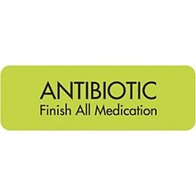 Medication Instruction Labels, Antibiotic, Chartreuse, 1.5 x 0.5 inch, 500 Labels