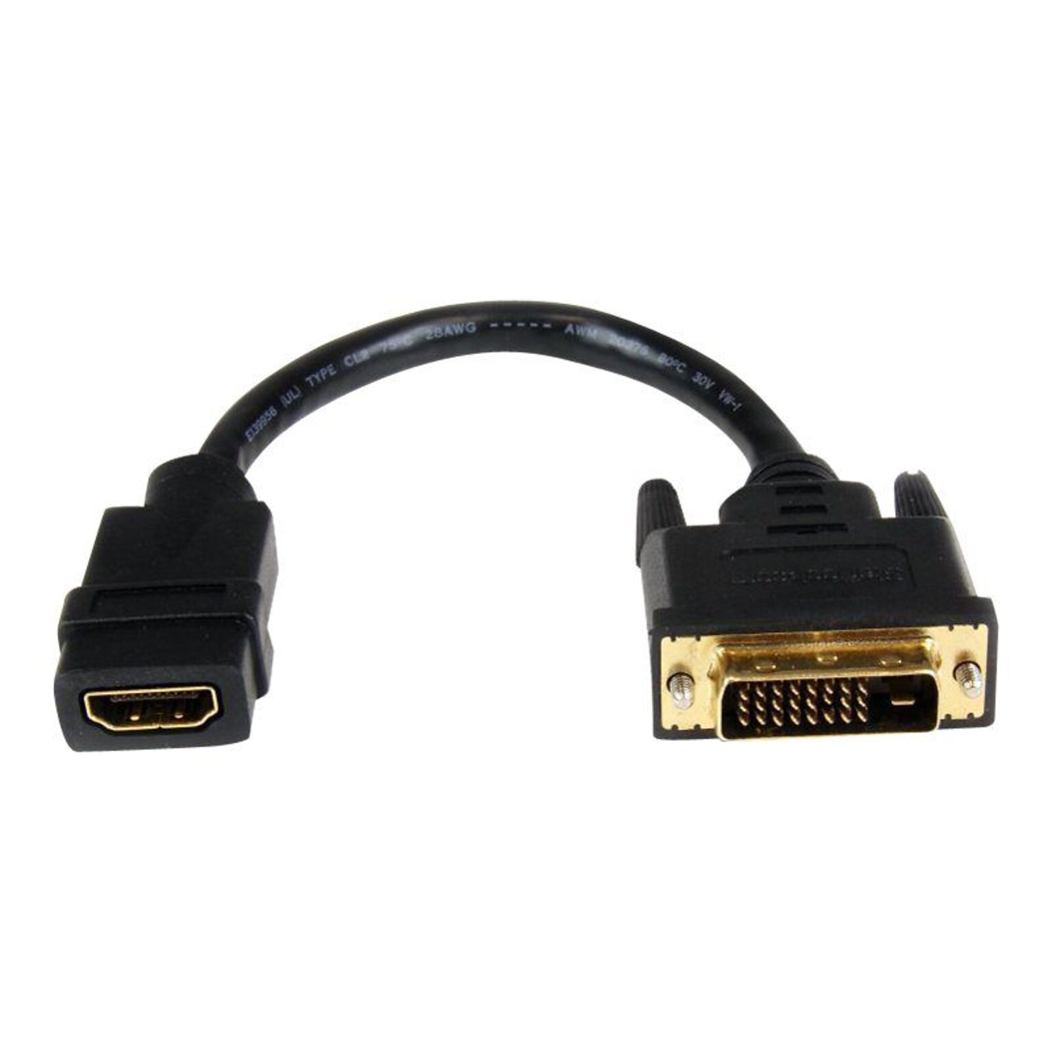 StarTech® 8 HDMI To DVI-D Female/Male Video Cable Adapter; Black