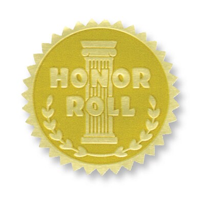 Hayes Embossed Certificate Honor Roll Seals, Gold, 54/Pack (H-VA370)