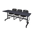 Regency 84-inch Laminate, Metal, Plastic & Wood Training Table with Stack Chairs , Gray