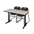 Regency 48-inch Wood & Metal Computer Table with Stack Chairs, Black