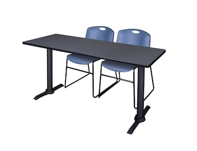 Regency 60 Metal & Wood Cain Training Table with Zeng Stack Chairs, Blue (MTRCT6024GY44BE)