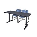 Regency 60 Metal & Wood Cain Training Table with Zeng Stack Chairs, Blue (MTRCT6024GY44BE)