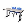 Regency Cain 60 x 24 Rectangular Maple Training Table with 2 Blue M Stack Chairs (MTRCT6024PL47BE)