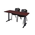 Regency 66-inch Laminate & Metal Training Table with Mario Stack Chairs, Black