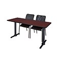 Regency 66-inch Metal & Wood Training Table with Mario Stack Chairs, Mahogany