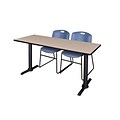 Regency 72-inch Metal, Plastic & Wood Rectangular Training Table with Zeng Stack Chairs, Blue