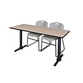 Regency 72-inch Metal, Plastic & Wood Rectangular Training Table with Zeng Stack Chairs, Gray