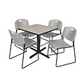 Regency 30-inch Square Table with 4 Chairs, Maple & Gray