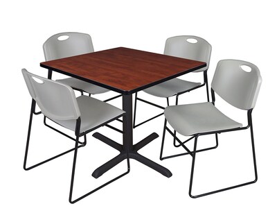 Regency 36-inch Square Laminate Table with 4 Chairs, Gray (TB3636CH44GY)