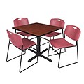 Regency 42-inch Square Laminate Table with 4 Chairs, Cherry & Burgundy