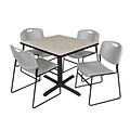 Regency 42-inch Laminate Square Table with 4 Chairs, Gray