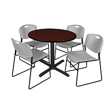 Regency 42-inch Round Laminate Table with Zeng Stack Chairs, Gray (TB42RNDMH44GY)