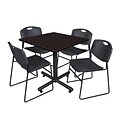 Regency 36-inch Square Table with Stacker Chairs, Black