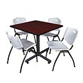 Regency 42-inch Square Laminate Table Mahogany With 4 M Stacker Chairs, Gray