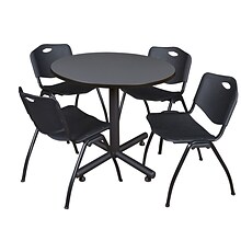 Regency 42-inch Round Laminate Gray Table With 4 M Stacker Chairs, Black (TKB42RNDGY47BK)