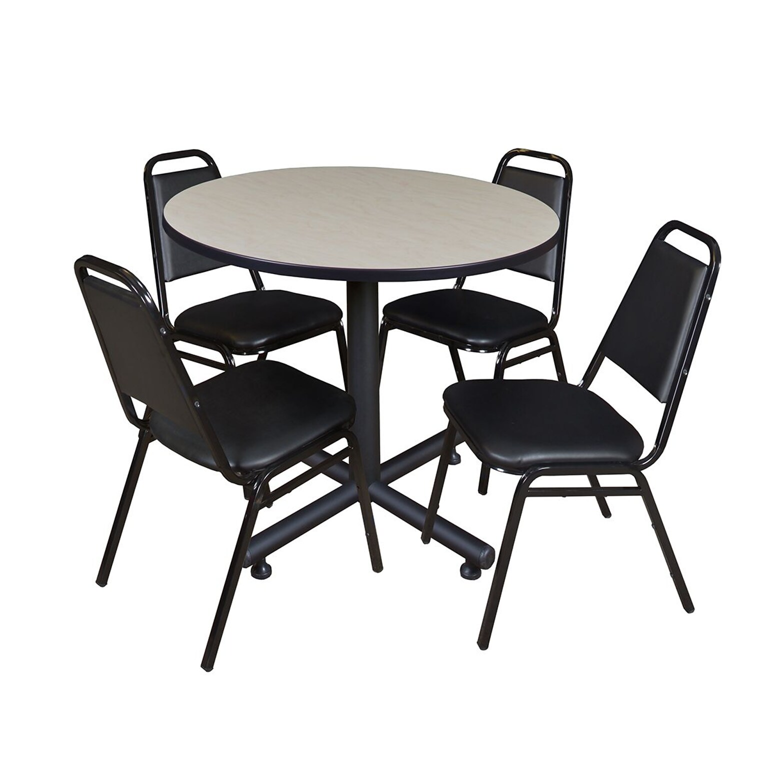 Regency 42-inch Round Laminate Room Tables With 4 Stack Chairs, Maple (TKB42RNDPL29)
