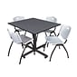 Regency Kobe Breakroom Table, 48"W, Gray & 4 'M' Stack Chairs, Gray (TKB4848GY47GY)