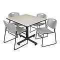 Regency 48-inch Square Maple Table with Zeng Stacker Chairs, Gray