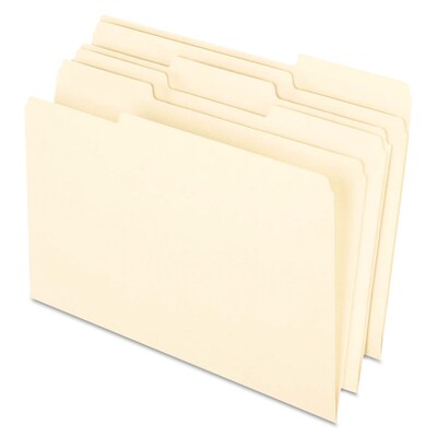 Pendaflex EarthWise Recycled File Folder, 1/3-Cut Tab, Legal Size, Assorted, 100/Box (76520)