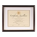 DAX® Cambridge Document Frame, Wood, 11 x 14 matted to 8 1/2 x 11, Black/Rosewood, Each (N2702S4T)