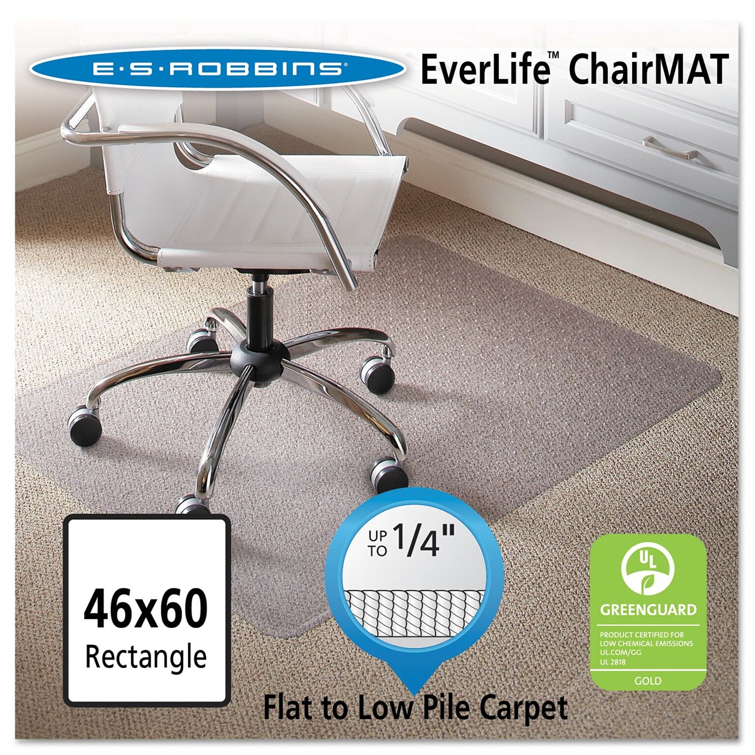 Quill Brand® Standard 46 x 60 Rectangular Chair Mat for Carpet & Hard Floor , Vinyl (ESR120321)