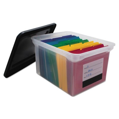 Advantus File Tote Storage Box with Snap-on Lid Closure, Letter/Legal, Clear/Black (55802)
