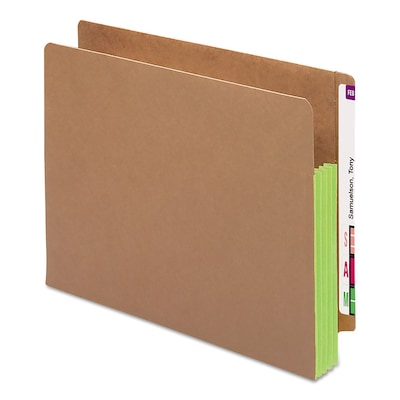 Smead 30% Recycled Reinforced File Pocket, 3 1/2 Expansion, Letter Size, Green, 10/Box (ETT1525E-GN