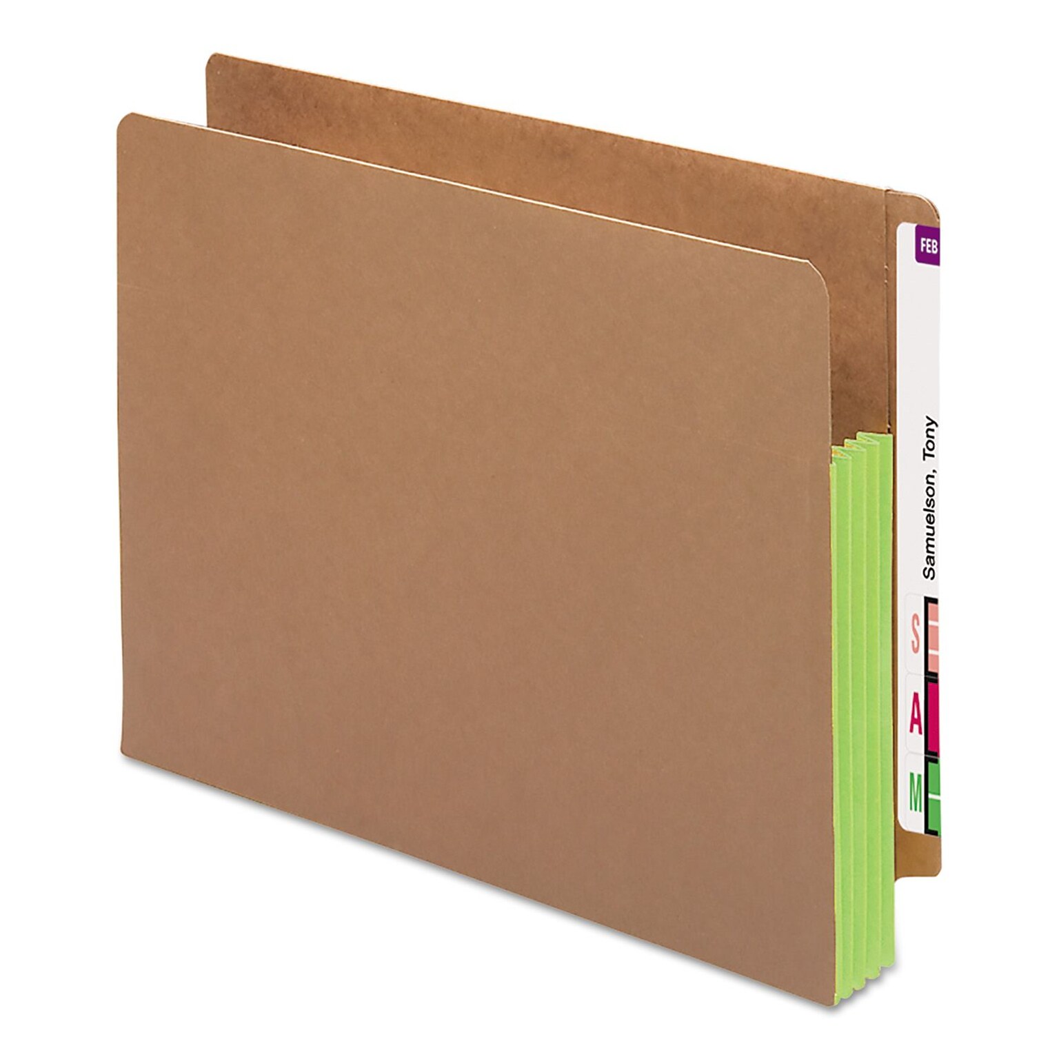 Smead 30% Recycled Reinforced File Pocket, 3 1/2 Expansion, Letter Size, Green, 10/Box (ETT1525E-GN)
